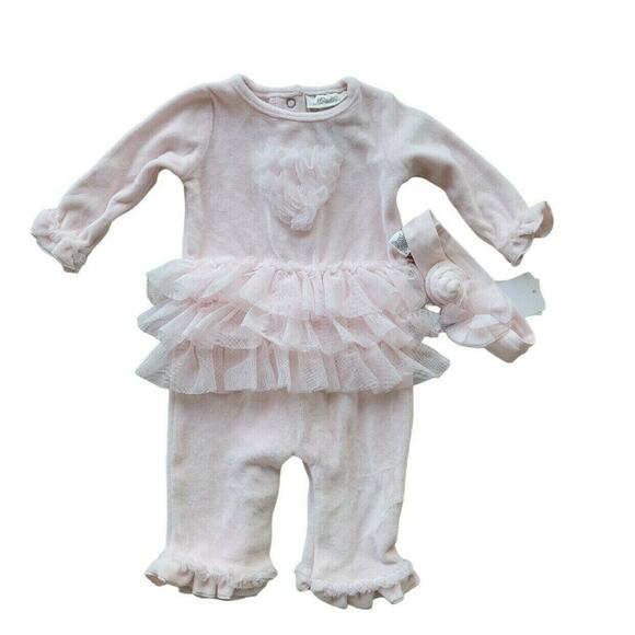 Miniclasix Pink Velour Romper - Picture 1 of 8